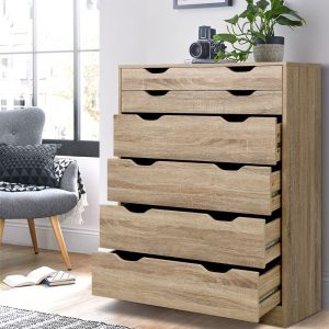 Best Bedroom Storage: Tallboy particle chest with 6 drawers storage